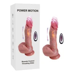 9-Speed Flesh Remote-Controlled Rechargeable Silicone Vibrator with Thrusting, Rotating, and Heating Functions