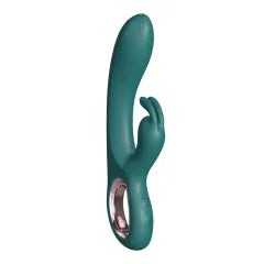 8.27'' Emerald Green Rechargeable Waterproof Dual-Motor Rabbit Vibrator with 10 Vibration Modes and Ergonomic Loop Handle