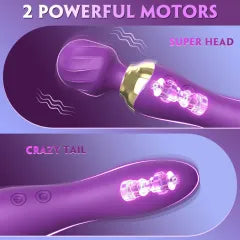 7.88'' 12-Mode Purple Rechargeable Waterproof Silicone Vibrator
