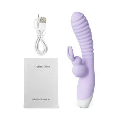 12-Speed Purple Rechargeable Silicone Rabbit Vibrator