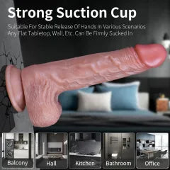 8.27 Inch Flesh Thrusting + Swinging + Heating Vibrating Dildo – 10 Vibration & 3 Thrust Modes, Waterproof, Rechargeable, with Remote Control
