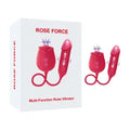 16.55'' Red Silicone Waterproof Rechargeable Rose Vibrator with 10-Mode Sucking, Thrusting & Vibrating